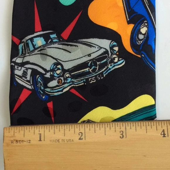 Multi-Colored Car Themed Handmade Silk Tie - Picture 4 of 6